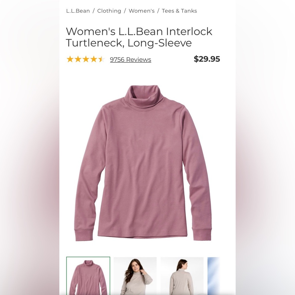 L.L. Bean Women's Turtleneck interlock long sleeve